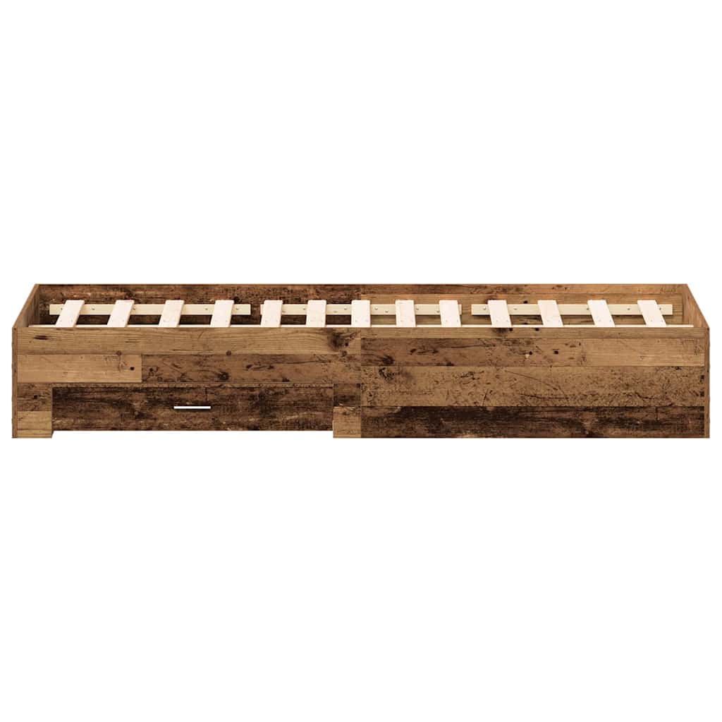 Bed Frame with Drawer Old Wood 135 x 190 cm Engineered Wood