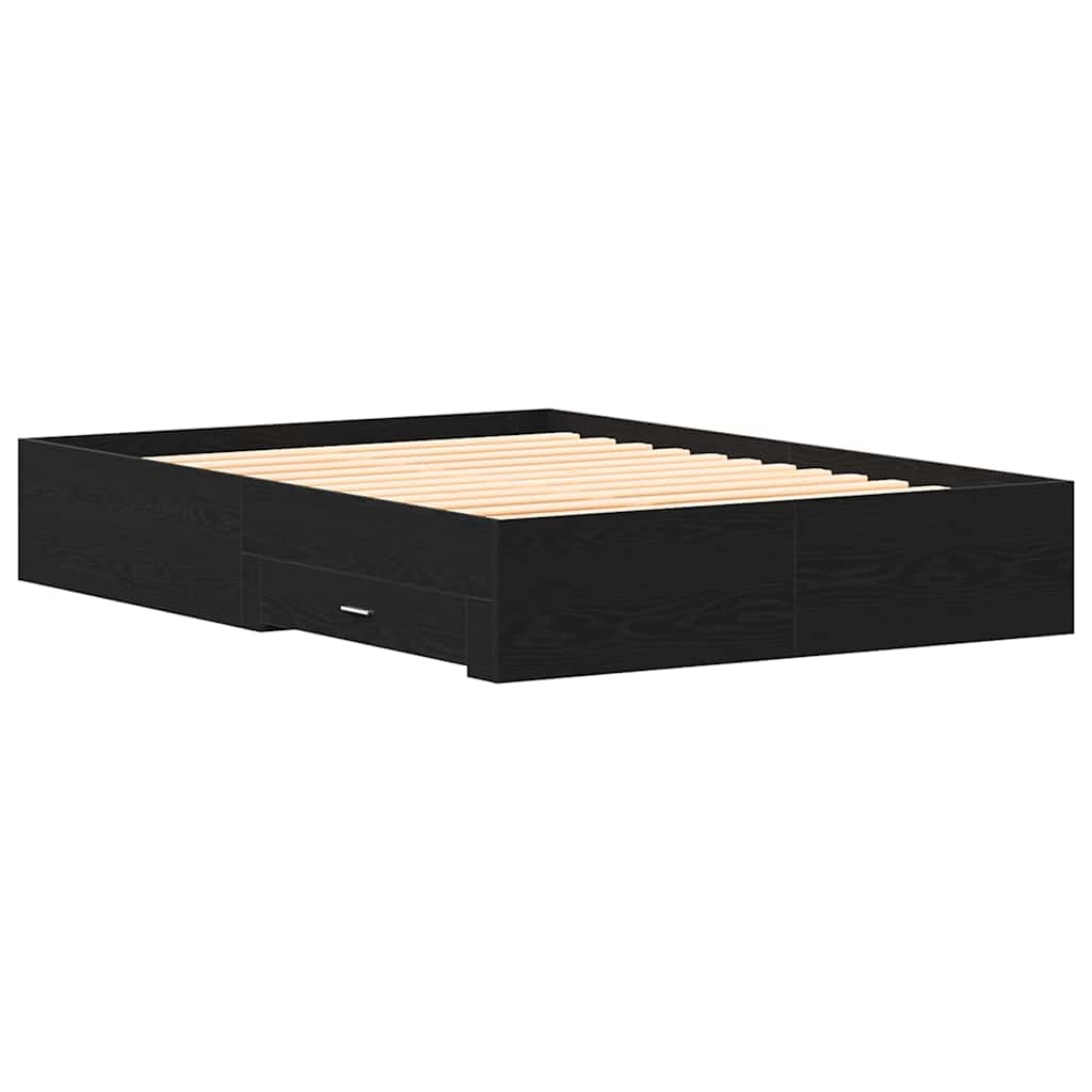 Bed Frame with Drawer Black Oak 135 x 190 cm Engineered Wood