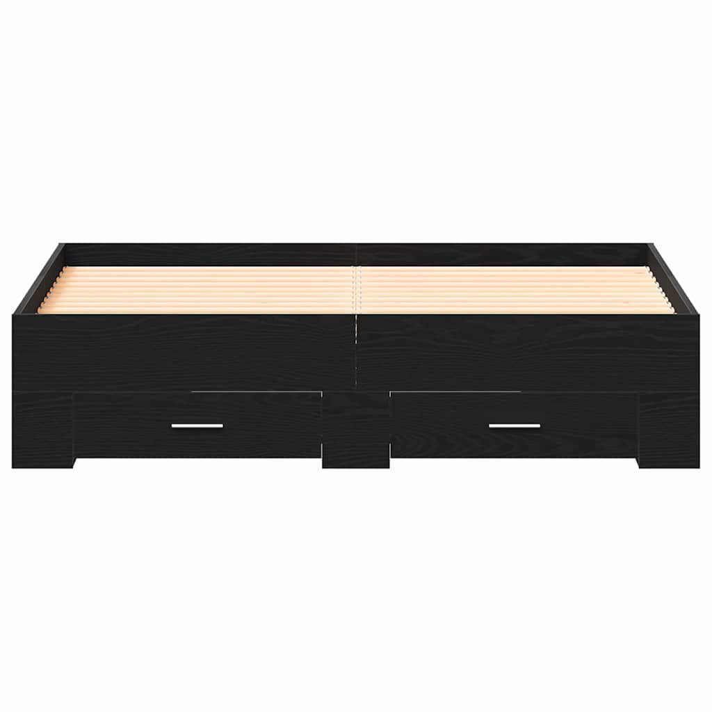 Bed Frame with Drawer Black Oak 135 x 190 cm Engineered Wood