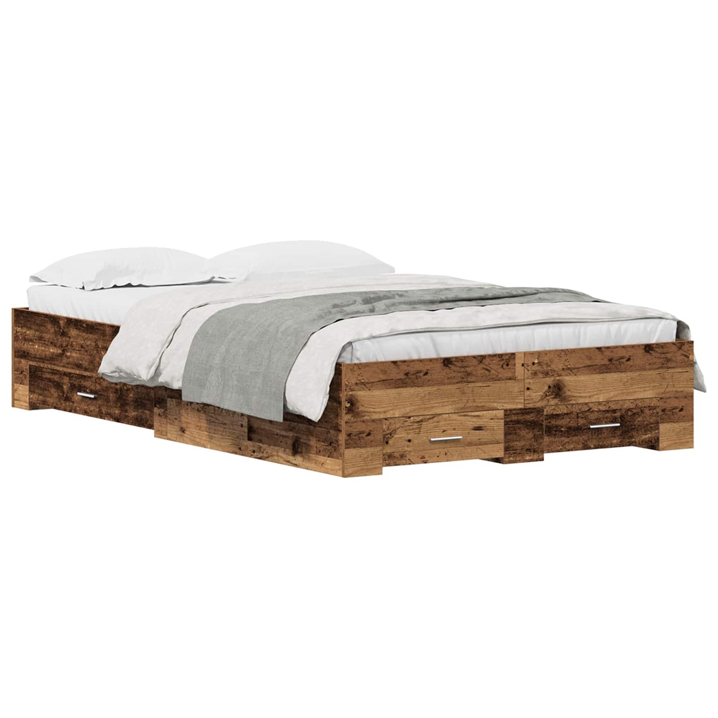 Bed Frame with Drawer Old Wood 120 x 190 cm Engineered Wood