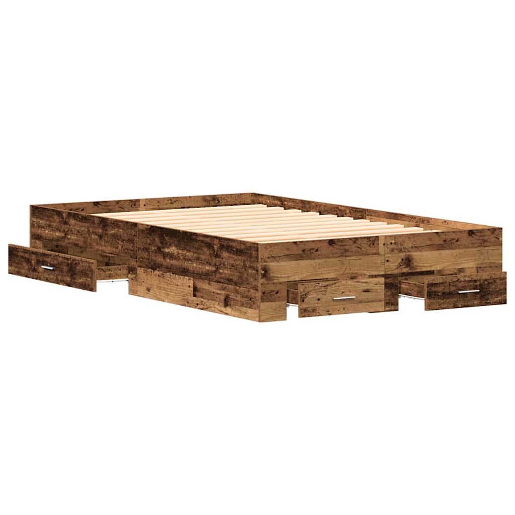 Bed Frame with Drawer Old Wood 120 x 190 cm Engineered Wood
