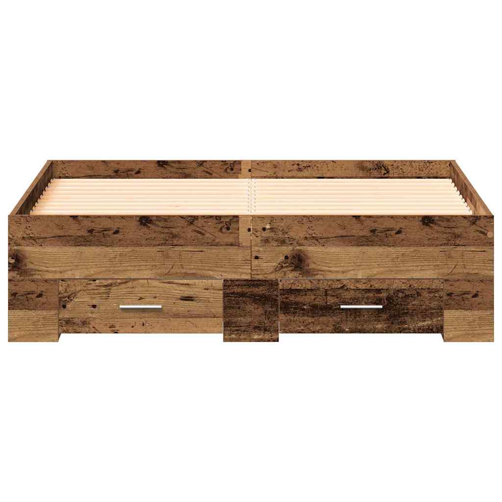 Bed Frame with Drawer Old Wood 120 x 190 cm Engineered Wood
