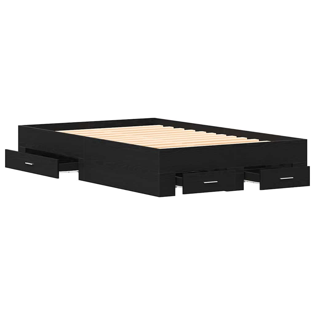Bed Frame with Drawer Black Oak 120 x 190 cm Engineered Wood