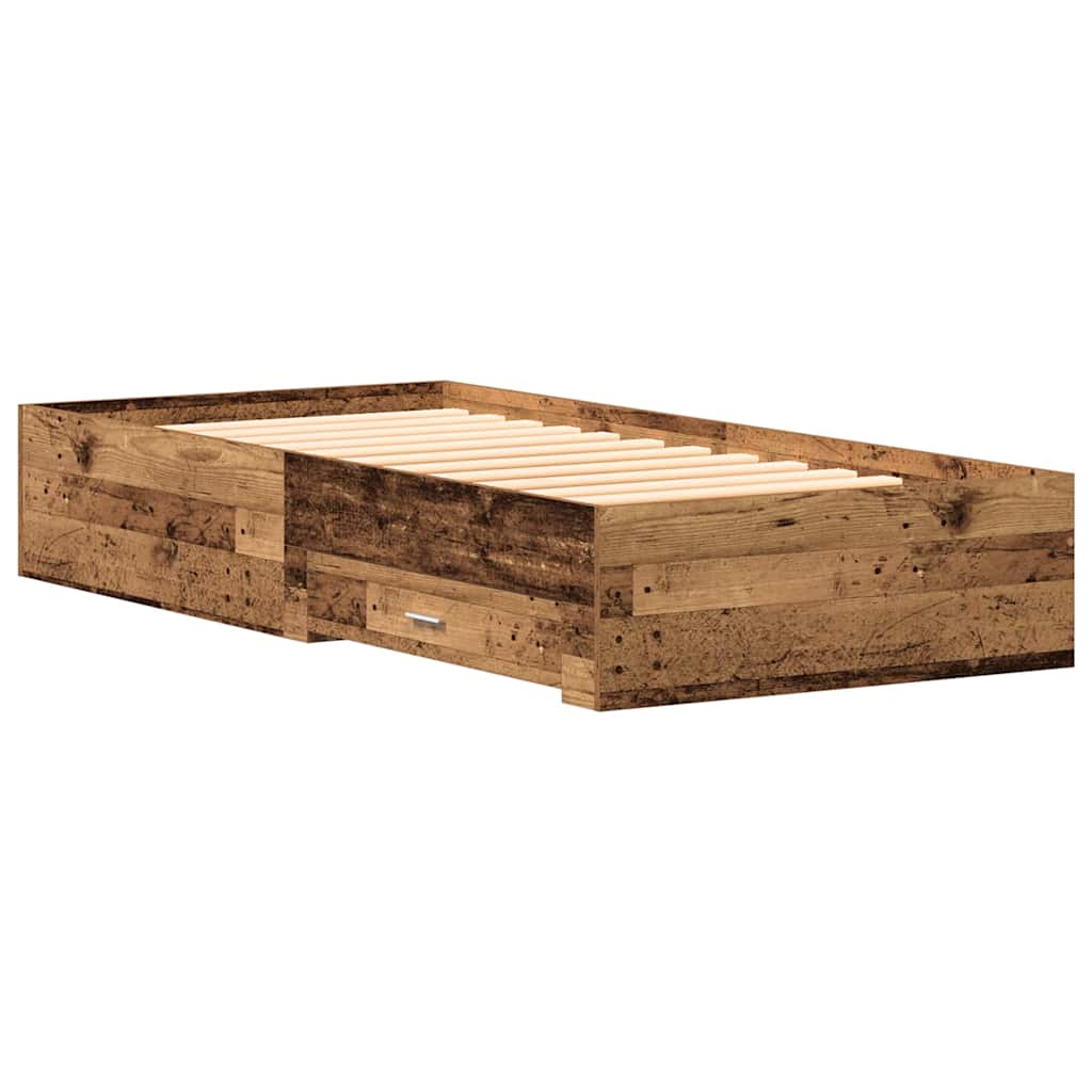 Bed Frame with Drawer Old Wood 100 x 200 cm Engineered Wood