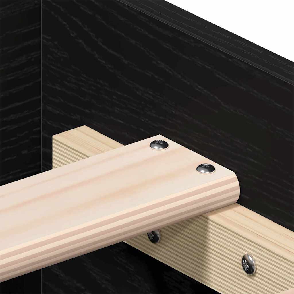 Bed Frame with Drawer Black Oak 100 x 200 cm Engineered Wood