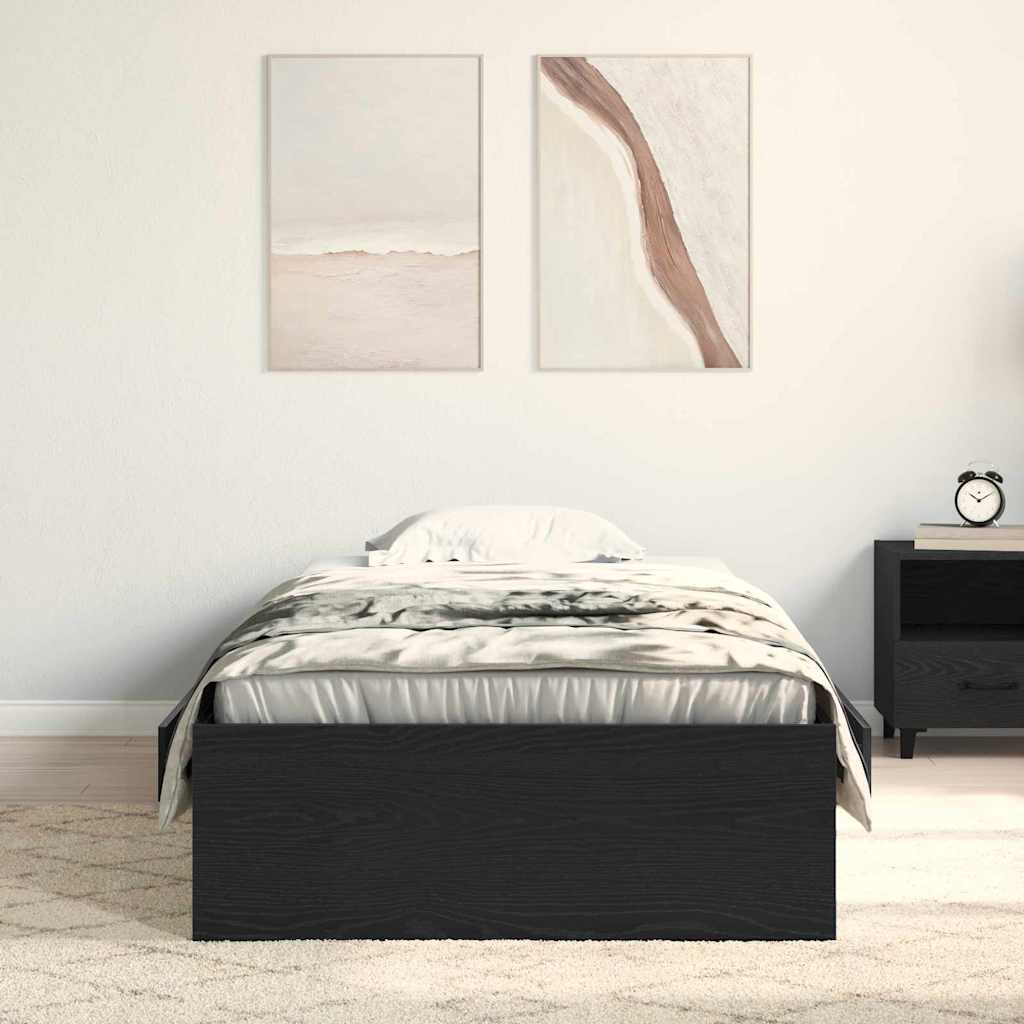 Bed Frame with Drawer Black Oak 100 x 200 cm Engineered Wood