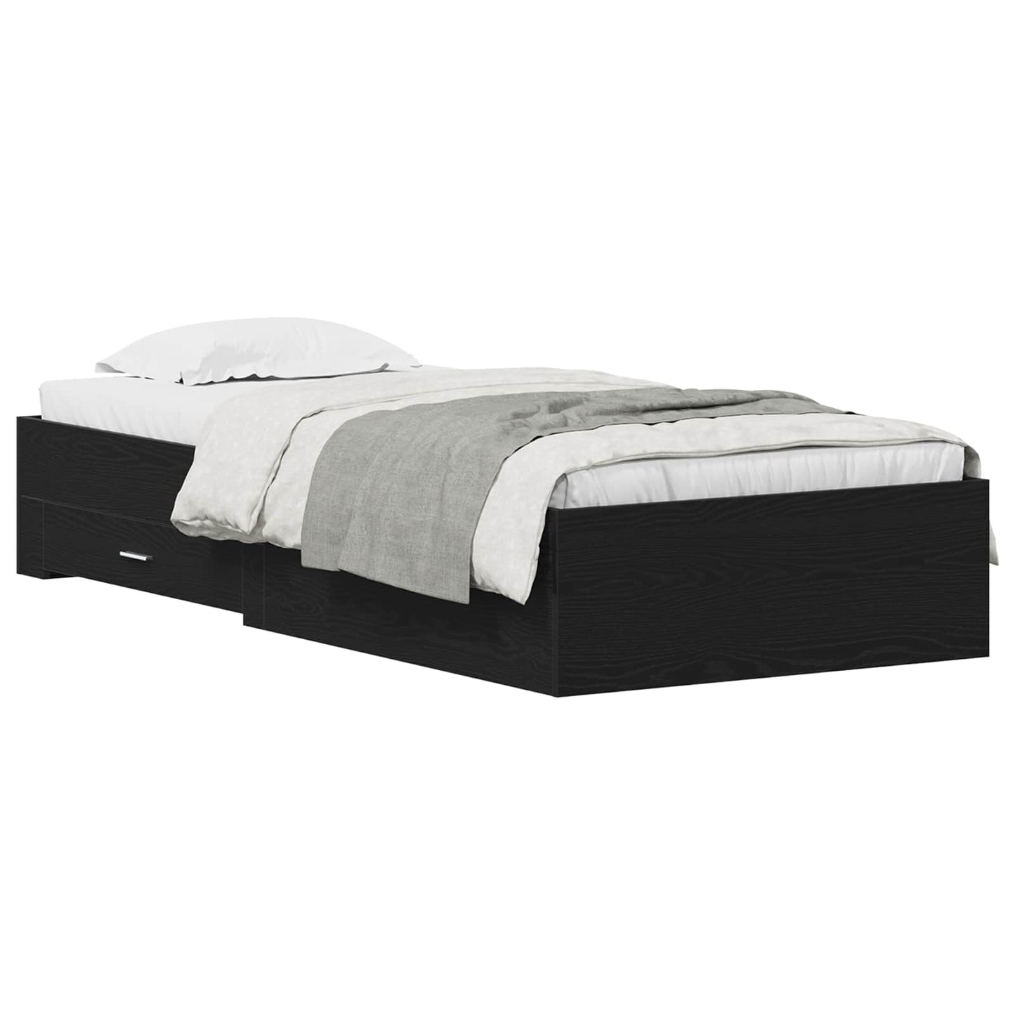 Bed Frame with Drawer Black Oak 100 x 200 cm Engineered Wood