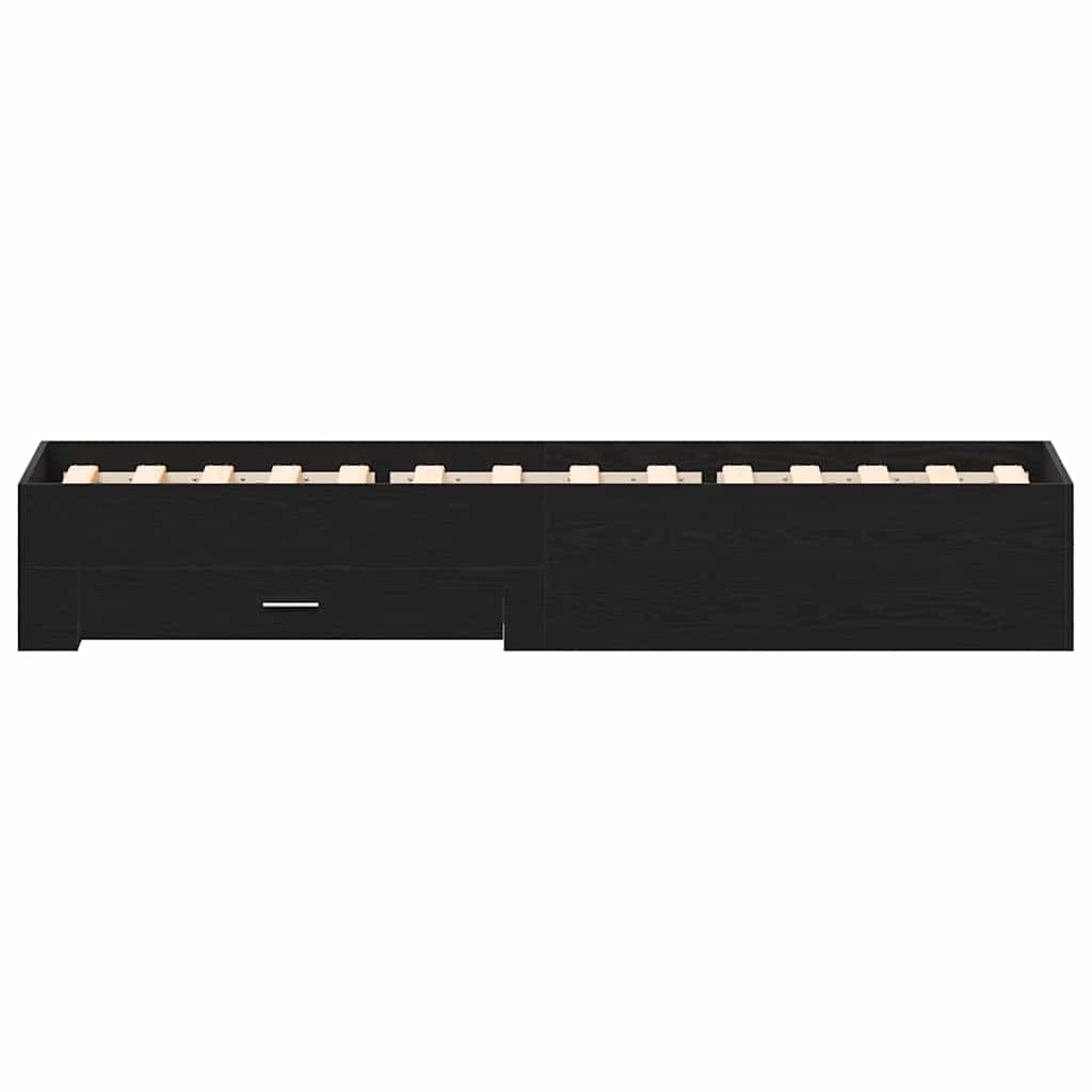 Bed Frame with Drawer Black Oak 100 x 200 cm Engineered Wood