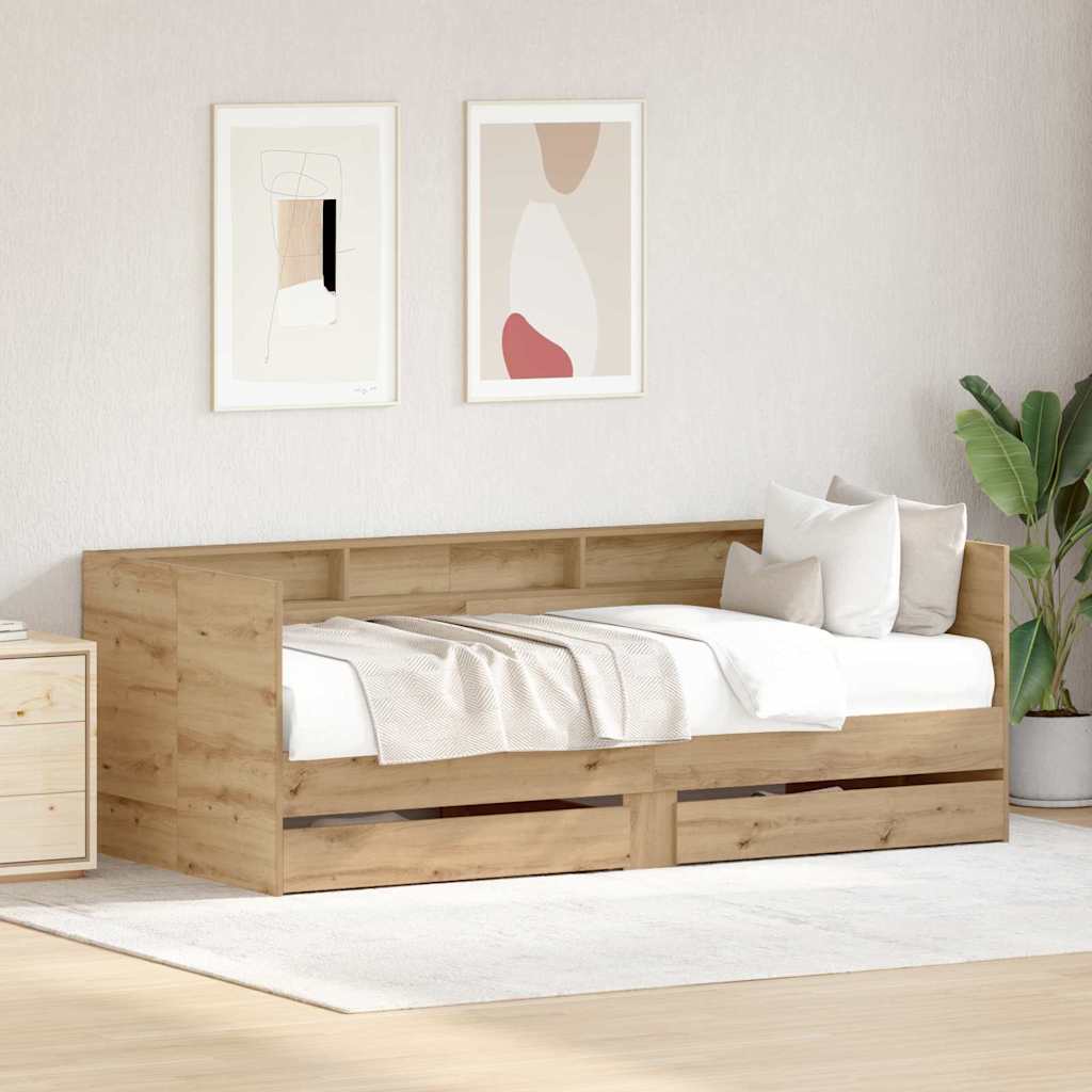 Daybed with Headboard Artisan Oak 100 x 200 cm Engineered Wood