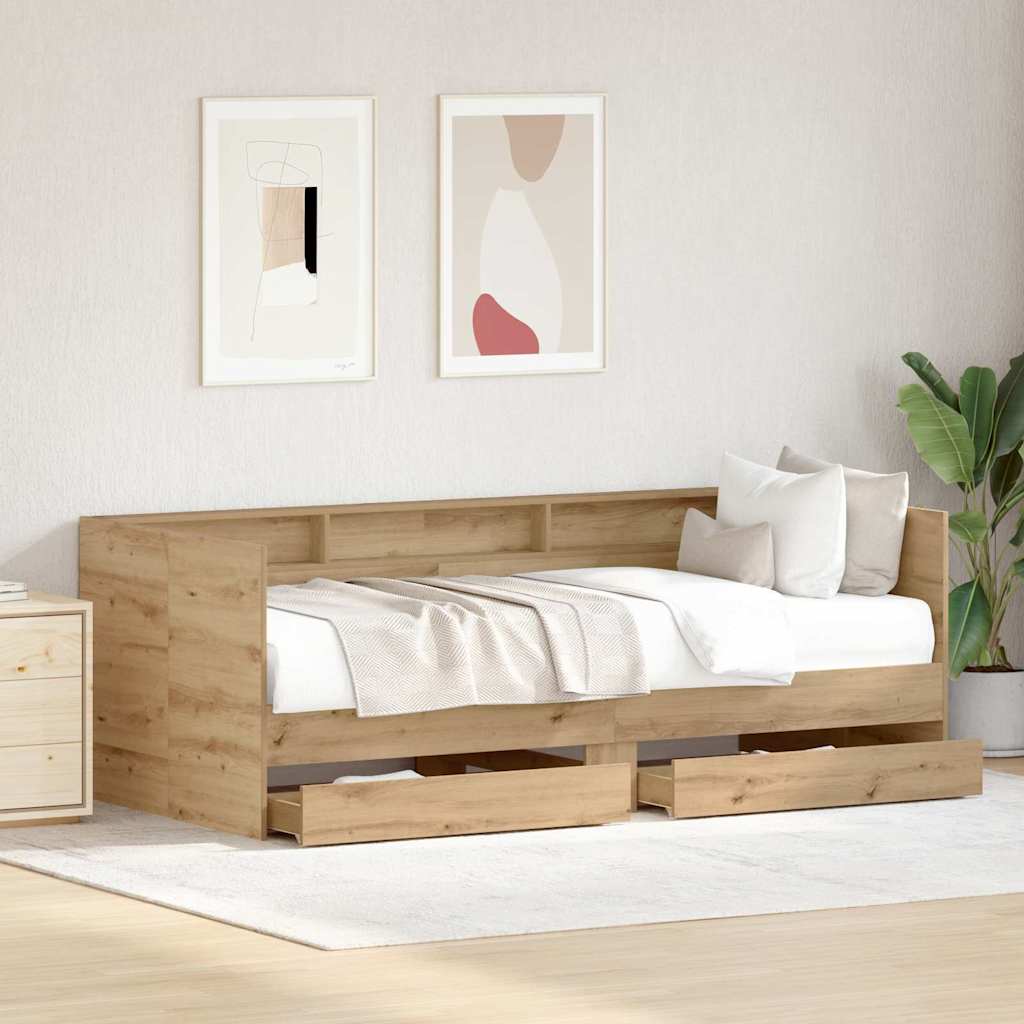 Daybed with Headboard Artisan Oak 100 x 200 cm Engineered Wood