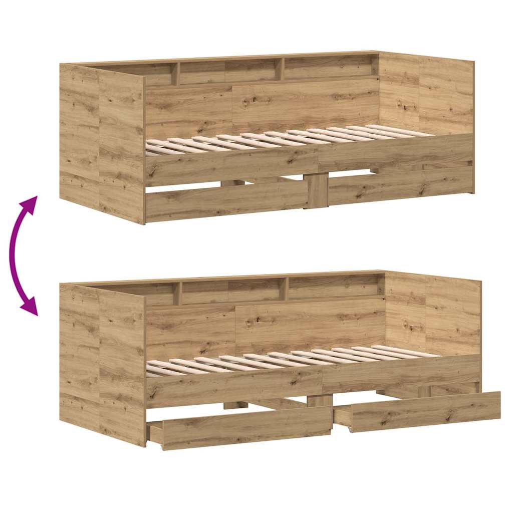 Daybed with Headboard Artisan Oak 100 x 200 cm Engineered Wood
