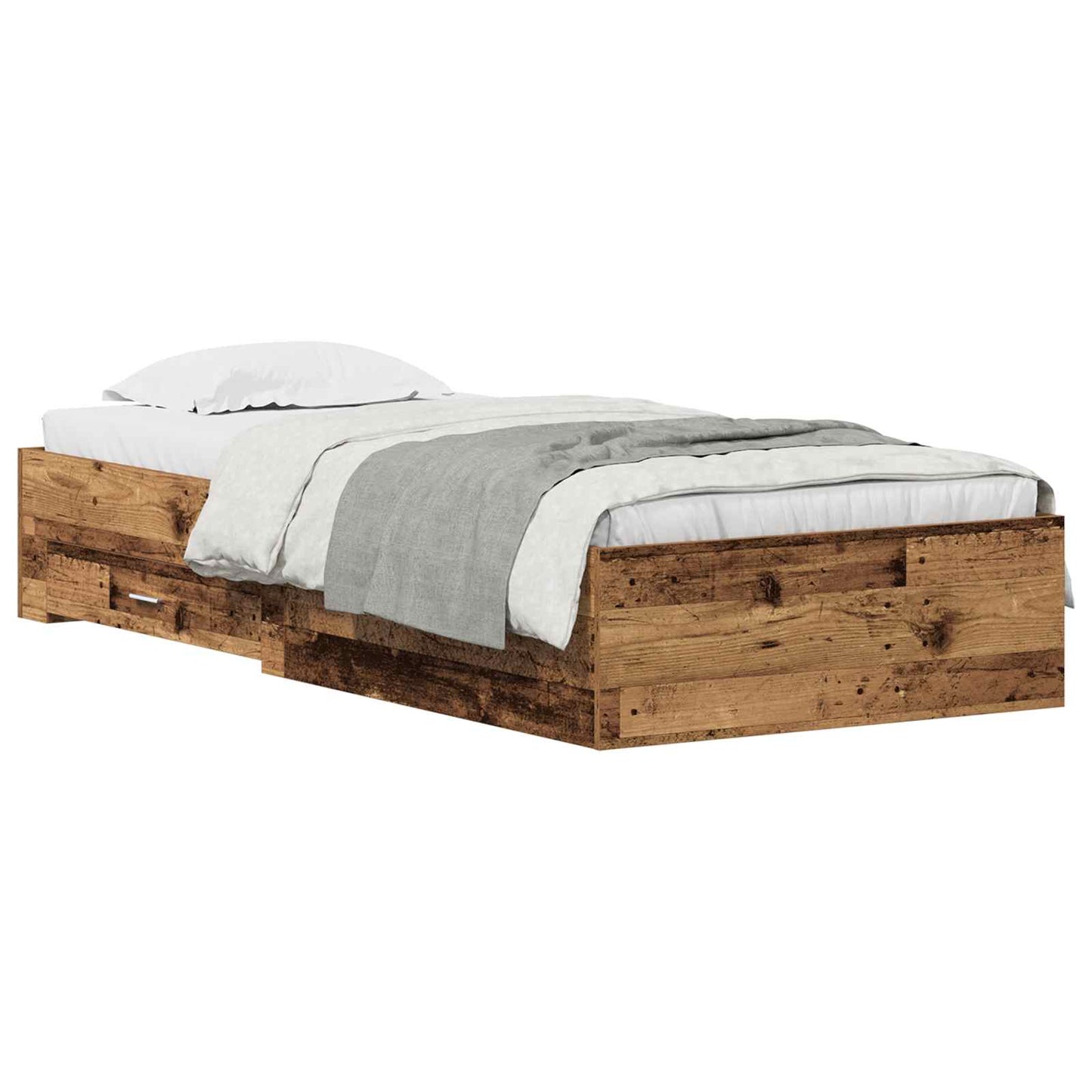 Bed Frame with Drawer Old Wood 90 x 200 cm Engineered Wood