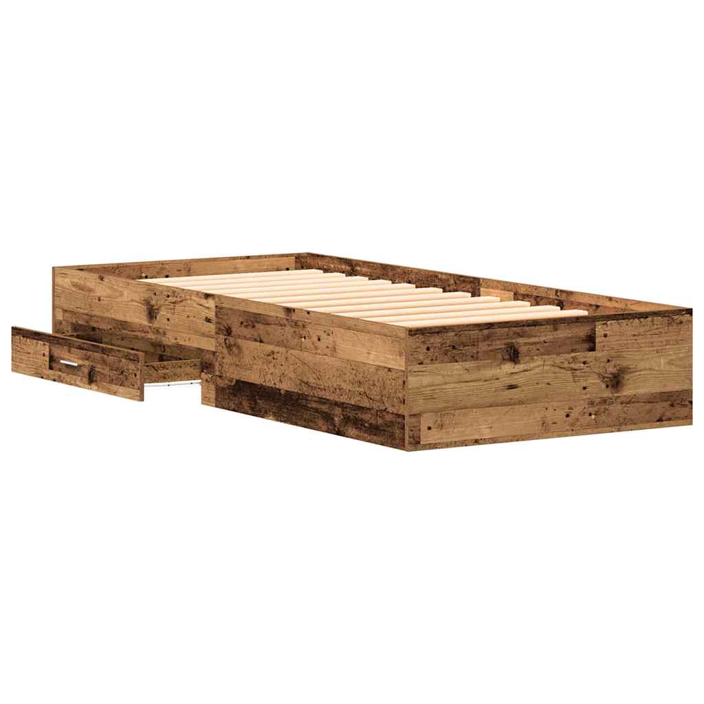 Bed Frame with Drawer Old Wood 90 x 200 cm Engineered Wood