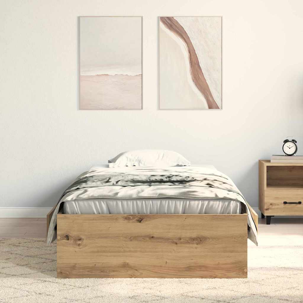 Bed Frame with Drawer Artisan Oak 90 x 200 cm Engineered Wood
