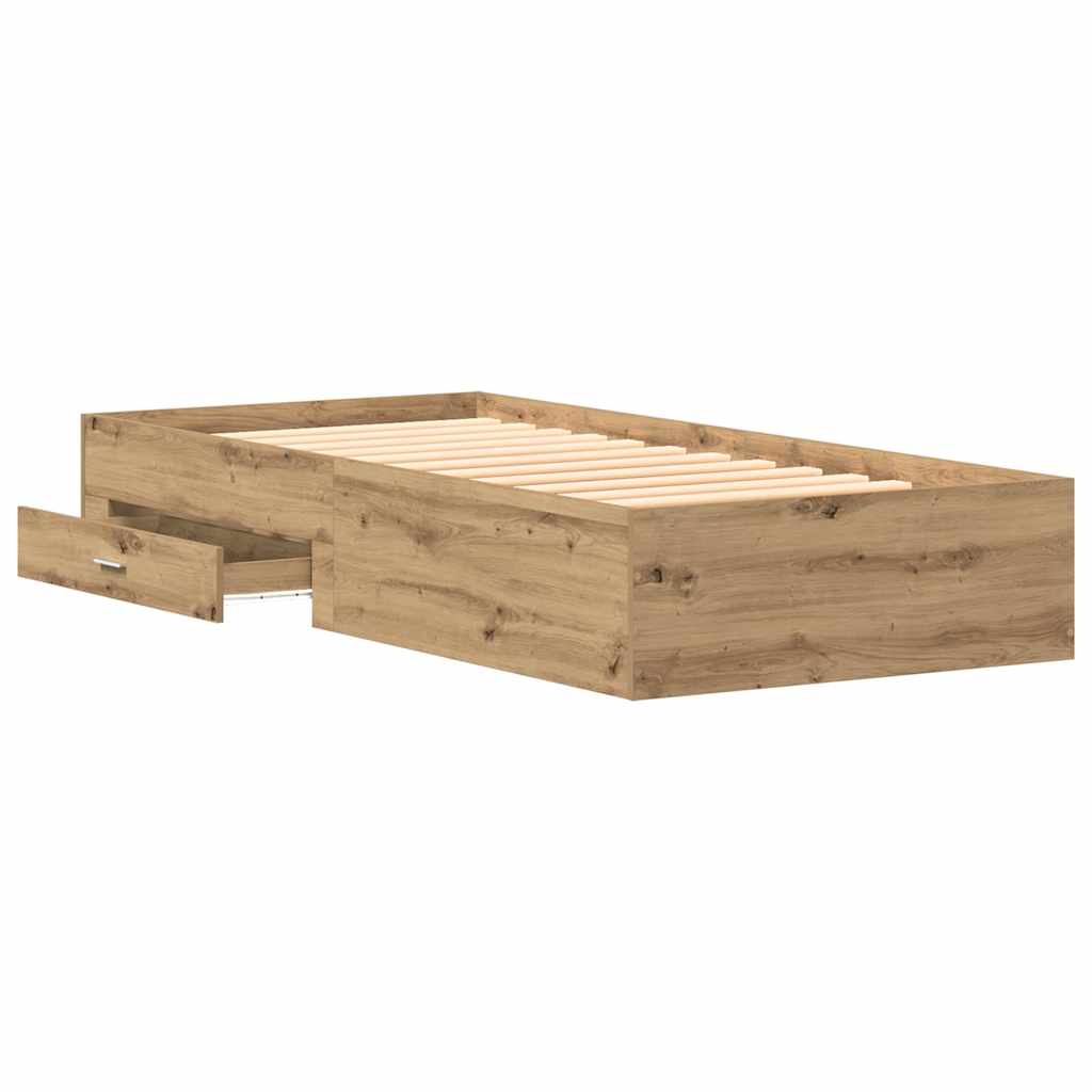 Bed Frame with Drawer Artisan Oak 90 x 190 cm Engineered Wood