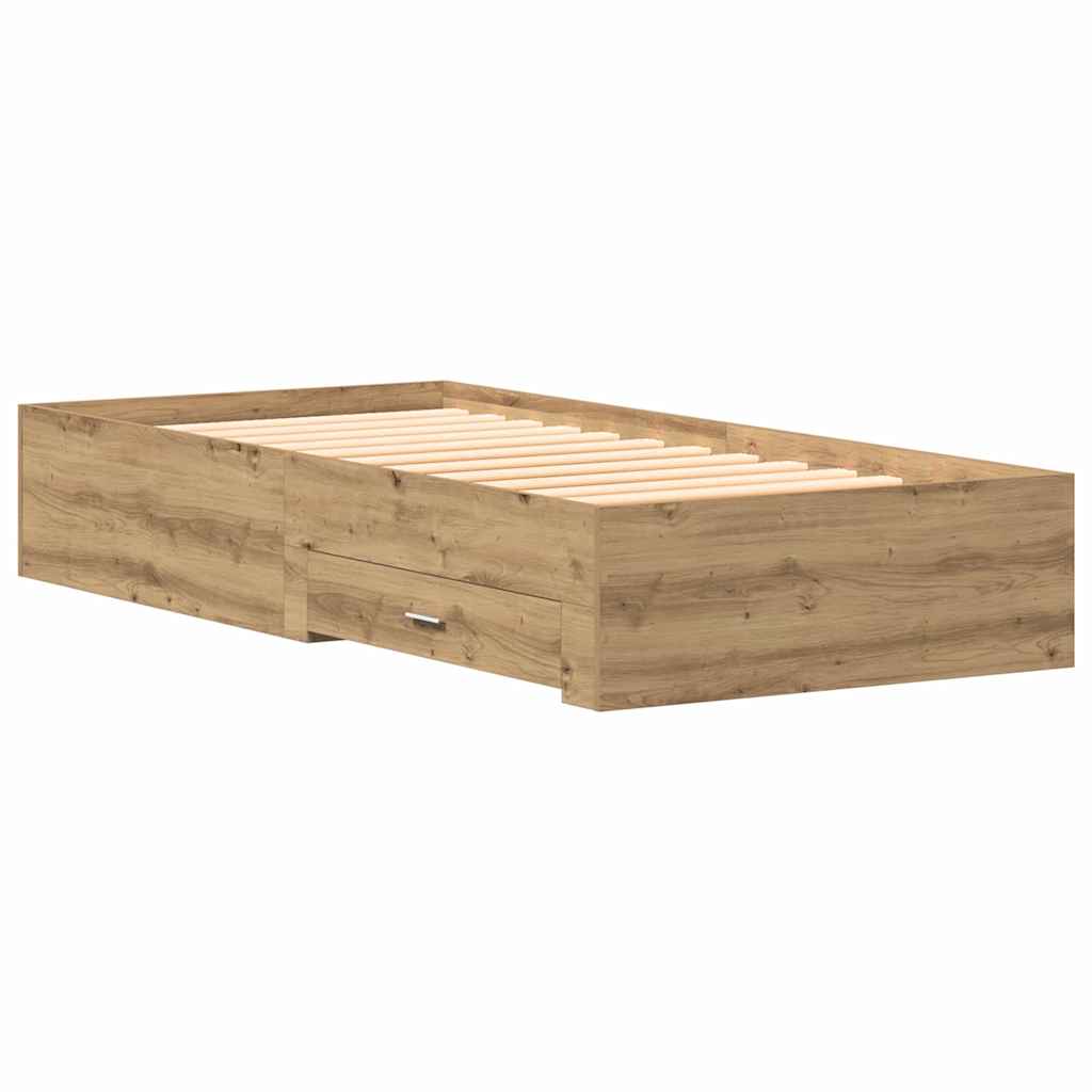 Bed Frame with Drawer Artisan Oak 90 x 190 cm Engineered Wood