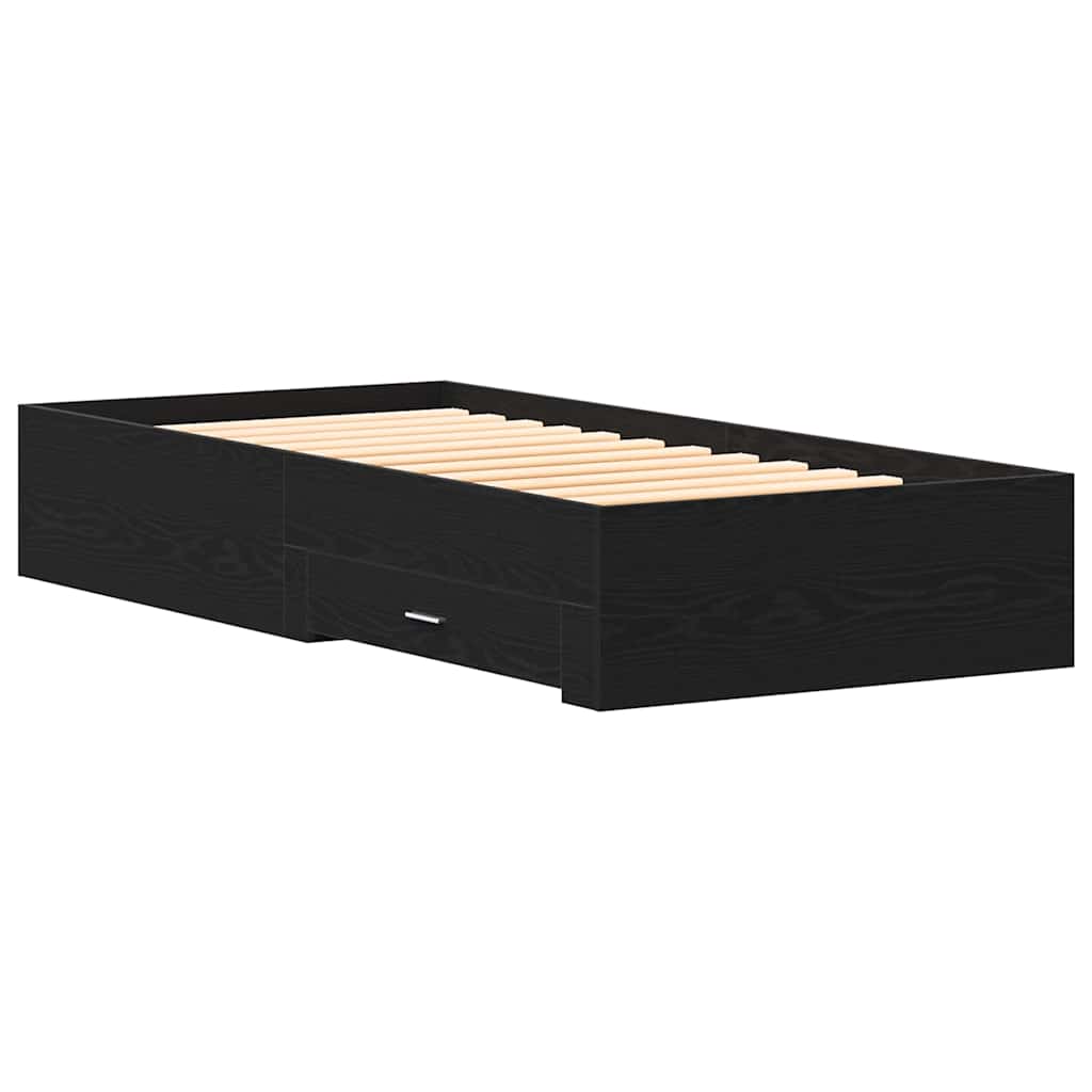 Bed Frame with Drawer Black Oak 90 x 190 cm Engineered Wood