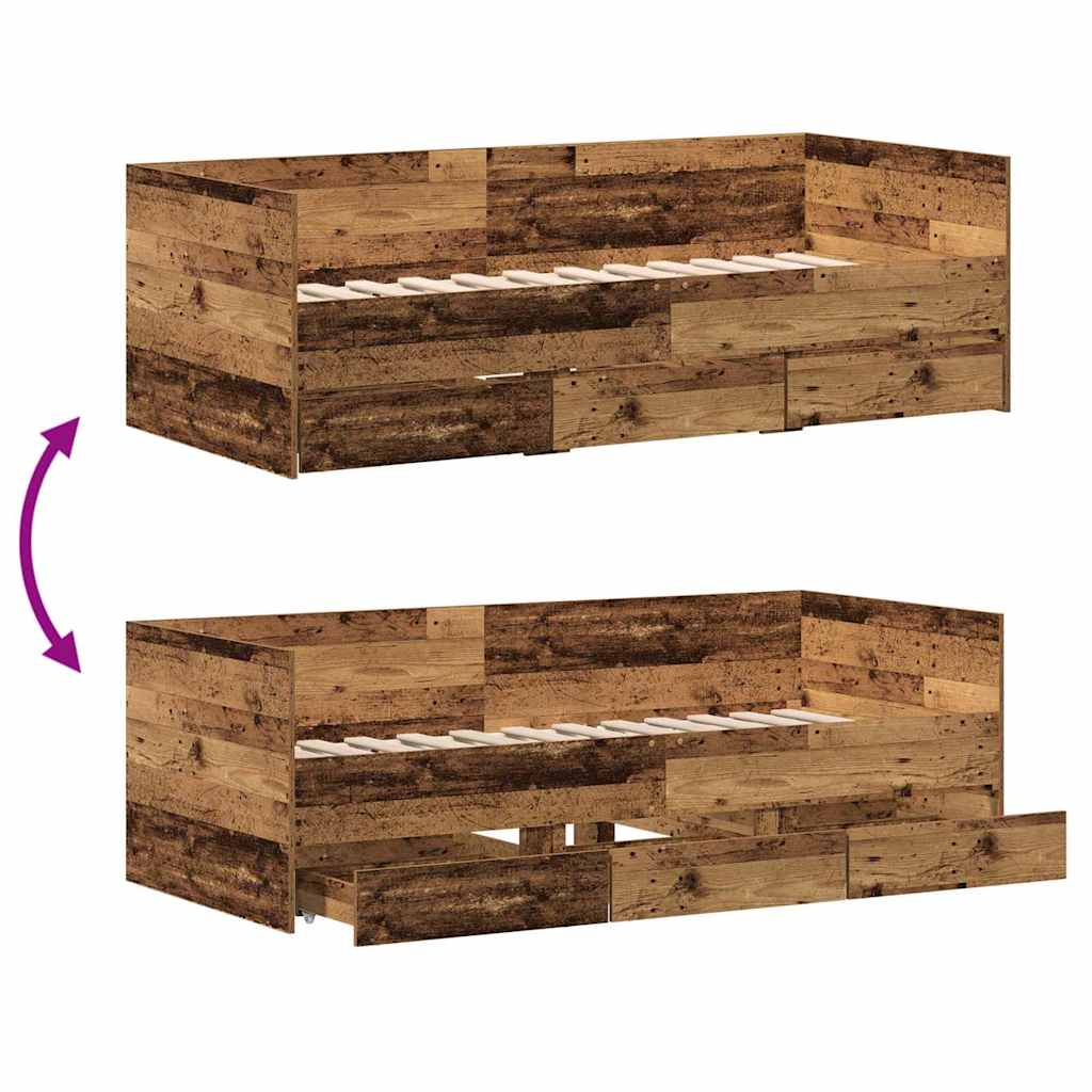 Daybed with Headboard Old Wood 90 x 200 cm Engineered Wood