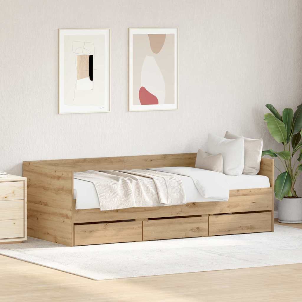 Daybed with Headboard Artisan Oak 90 x 200 cm Engineered Wood