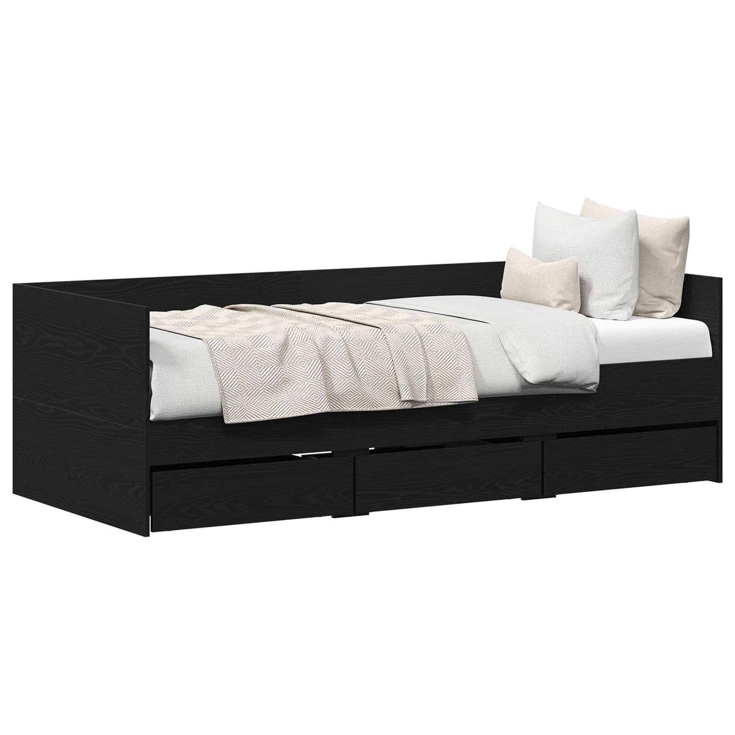 Daybed with Headboard Black Oak 90 x 200 cm Engineered Wood
