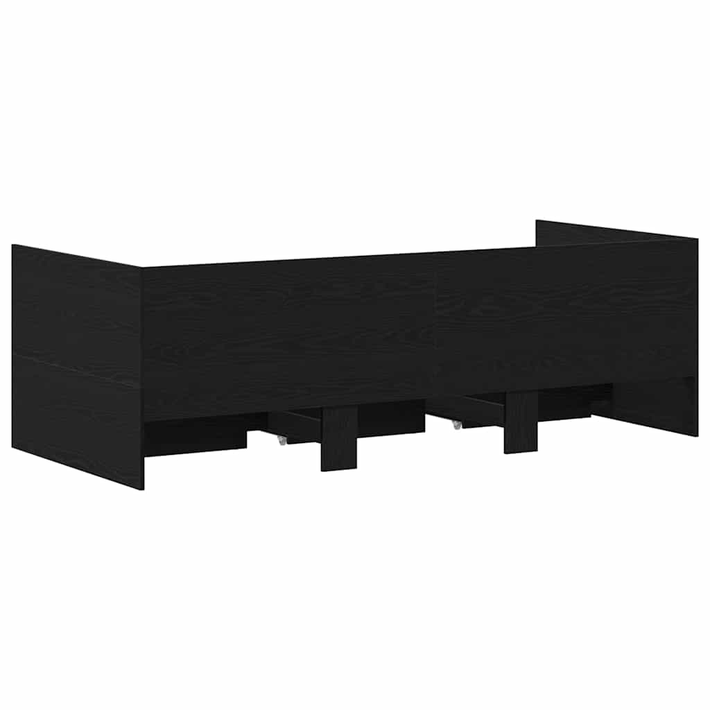 Daybed with Headboard Black Oak 90 x 200 cm Engineered Wood