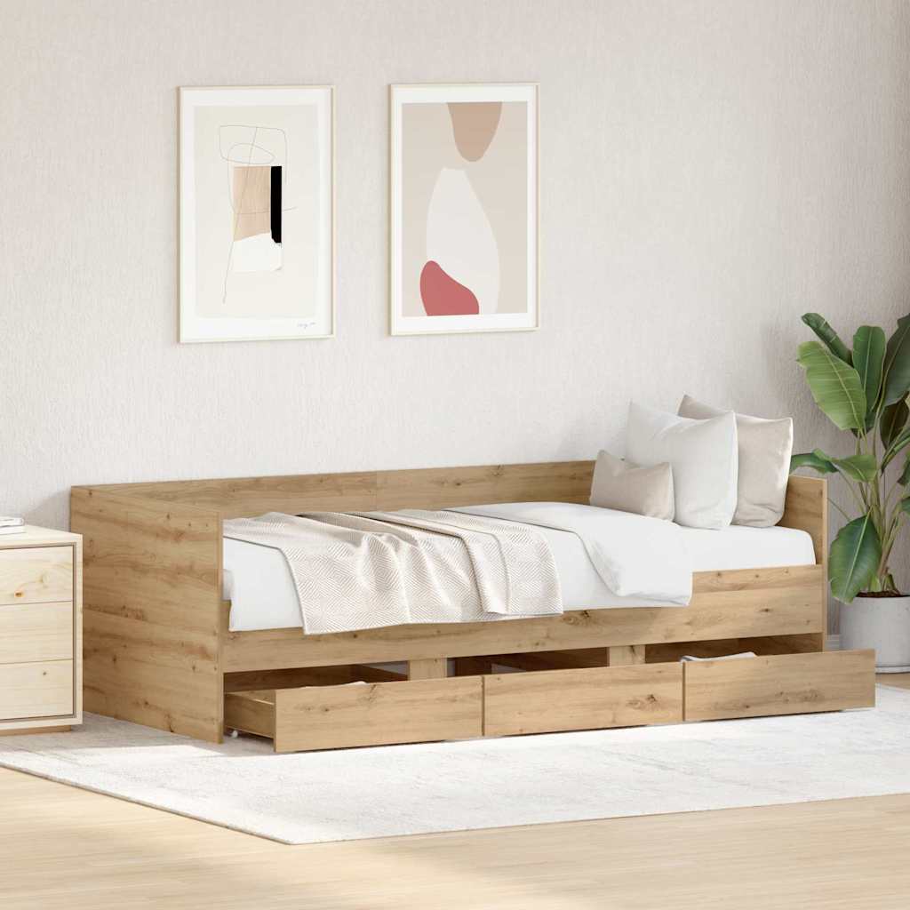 Daybed with Headboard Artisan Oak 90 x 190 cm Engineered Wood