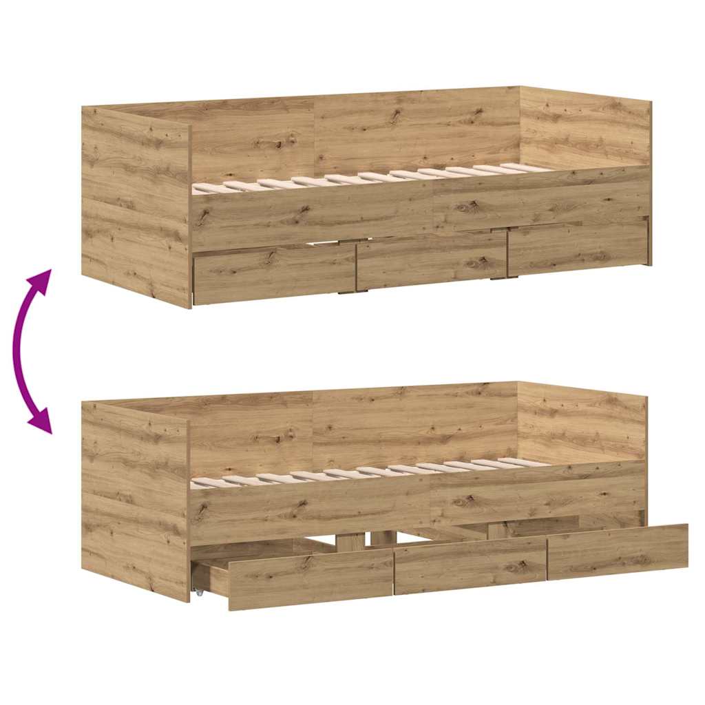 Daybed with Headboard Artisan Oak 90 x 190 cm Engineered Wood