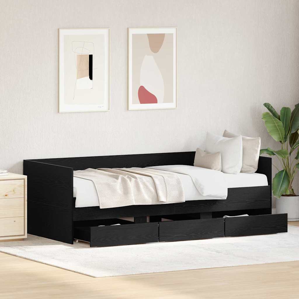 Daybed with Headboard Black Oak 90 x 190 cm Engineered Wood