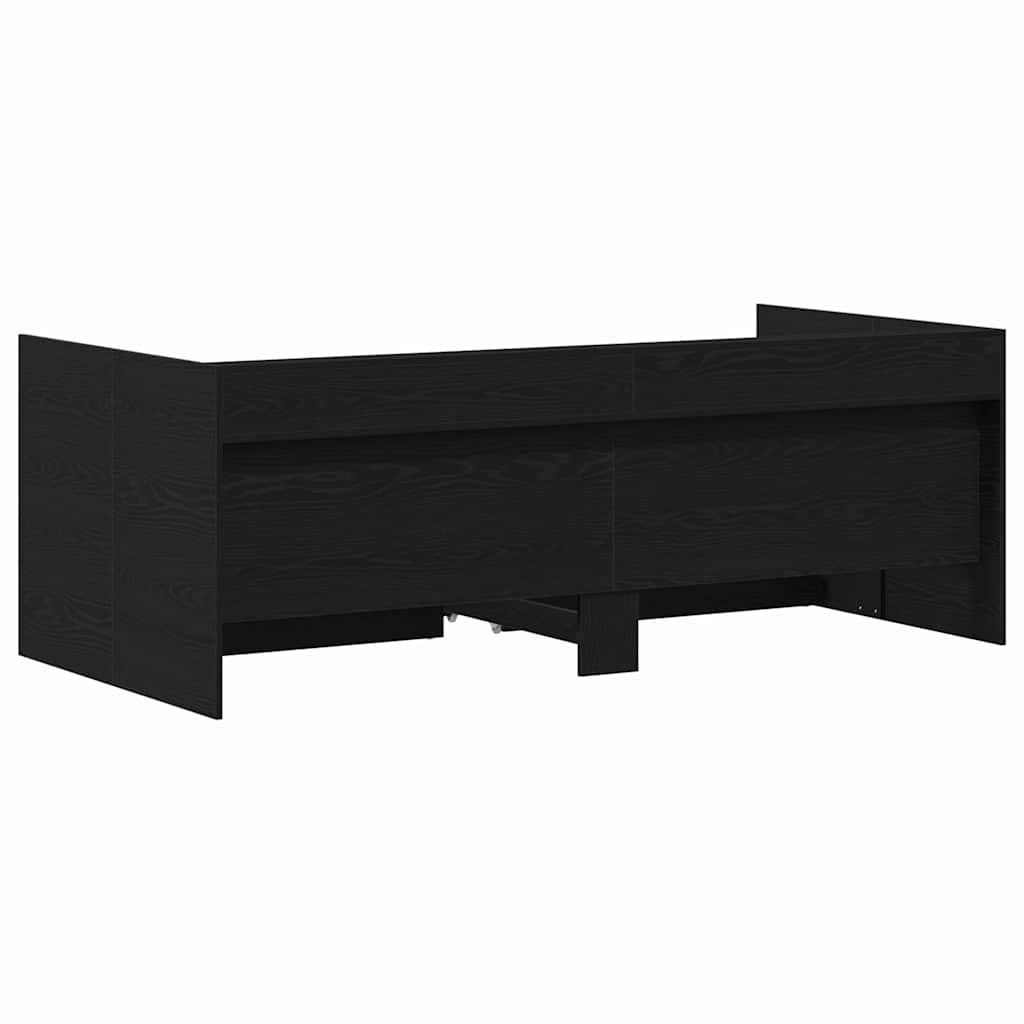 Daybed with Headboard Black Oak 90 x 200 cm Engineered Wood