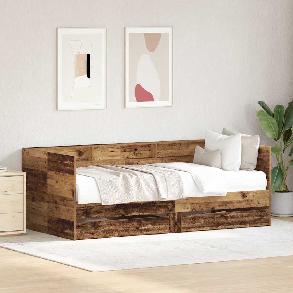 Daybed with Headboard Old Wood 90 x 190 cm Engineered Wood