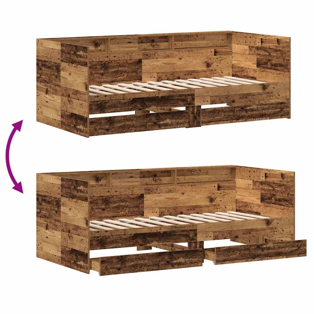 Daybed with Headboard Old Wood 75 x 190 cm Engineered Wood