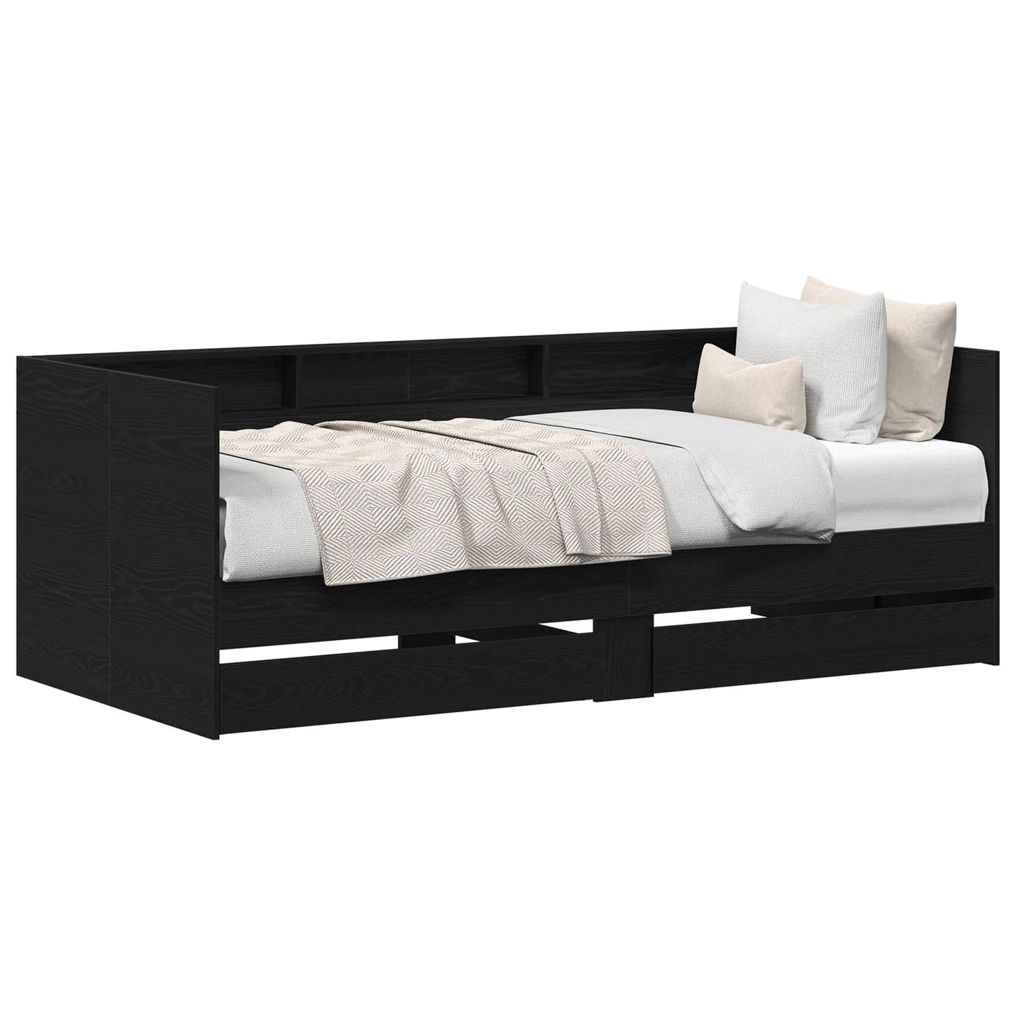 Daybed with Headboard Black Oak 75 x 190 cm Engineered Wood