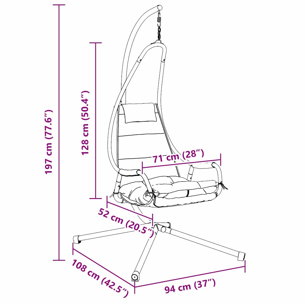 Hanging Egg Chair Folding Taupe 94 x 107 x 196.5 cm Steel
