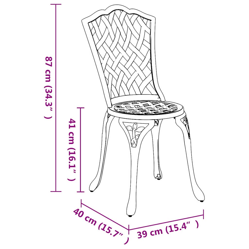Garden Chair 2 pcs Green 39 x 40 x 87cm Aluminium