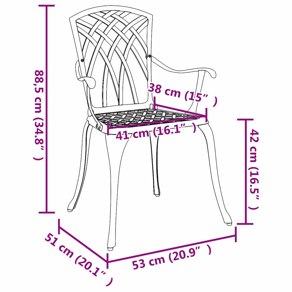 Garden Chair 2 pcs White 53 x 51 x 88.5cm Aluminium