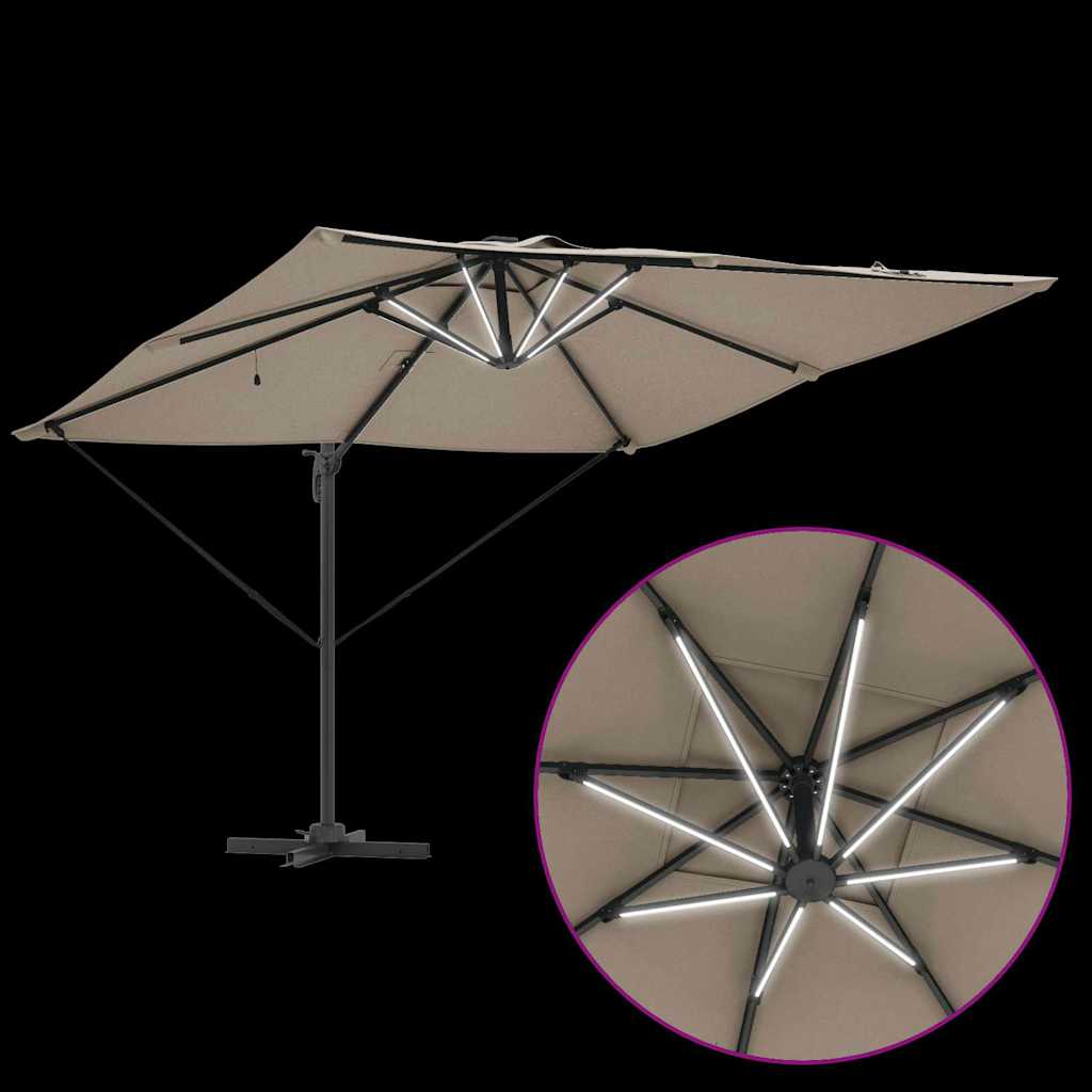 Umbrella Taupe 286 x 284 x 270 cm Aluminium and Polyester