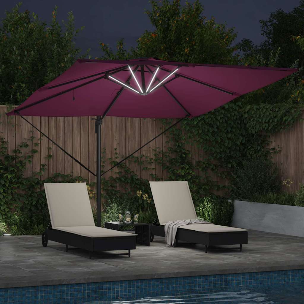 Umbrella with LED Strip Lights Bordeaux Red 286 x 284 x 270 cm