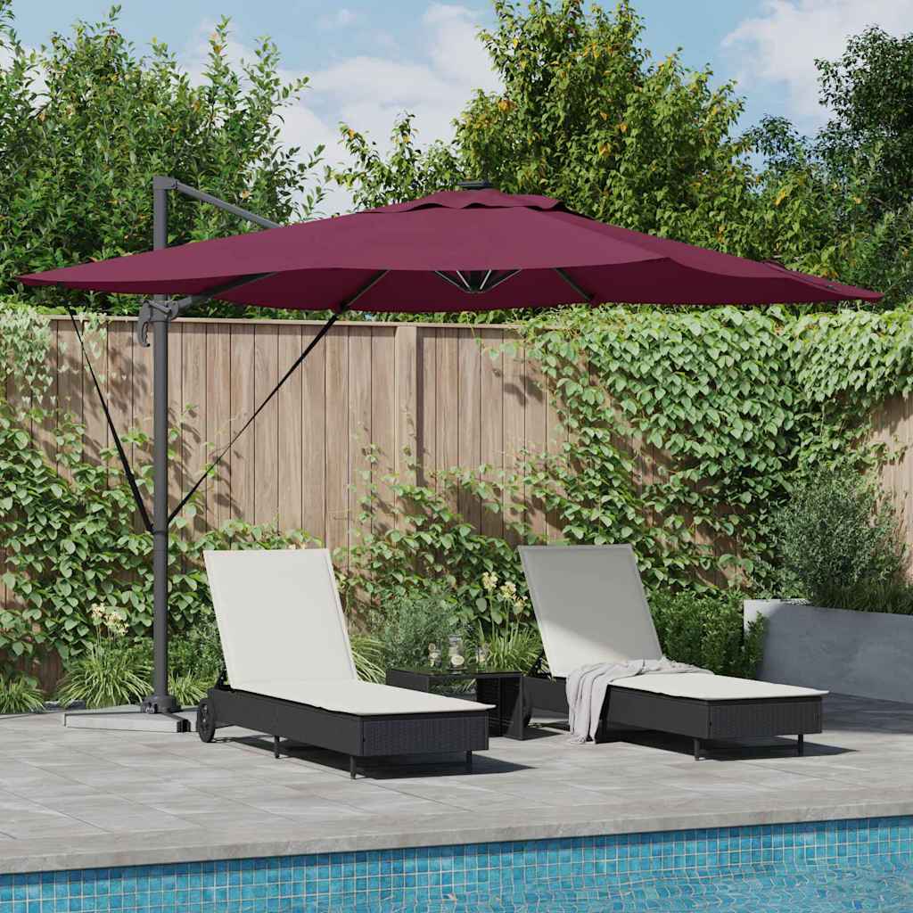 Umbrella with LED Strip Lights Bordeaux Red 286 x 284 x 270 cm