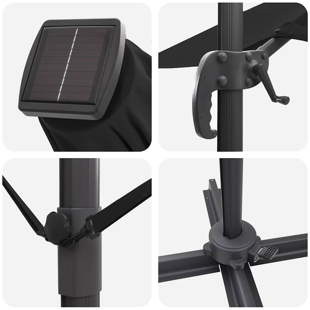 Umbrella Black 352 x 251 x 265 cm Polyester and Aluminium