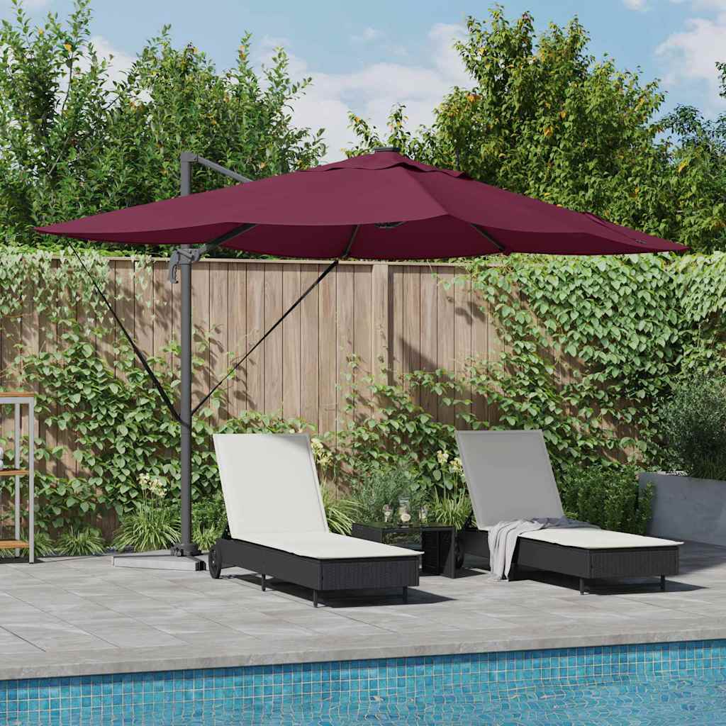 Umbrella with LED Strip Lights Bordeaux Red 352 x 251 x 265 cm