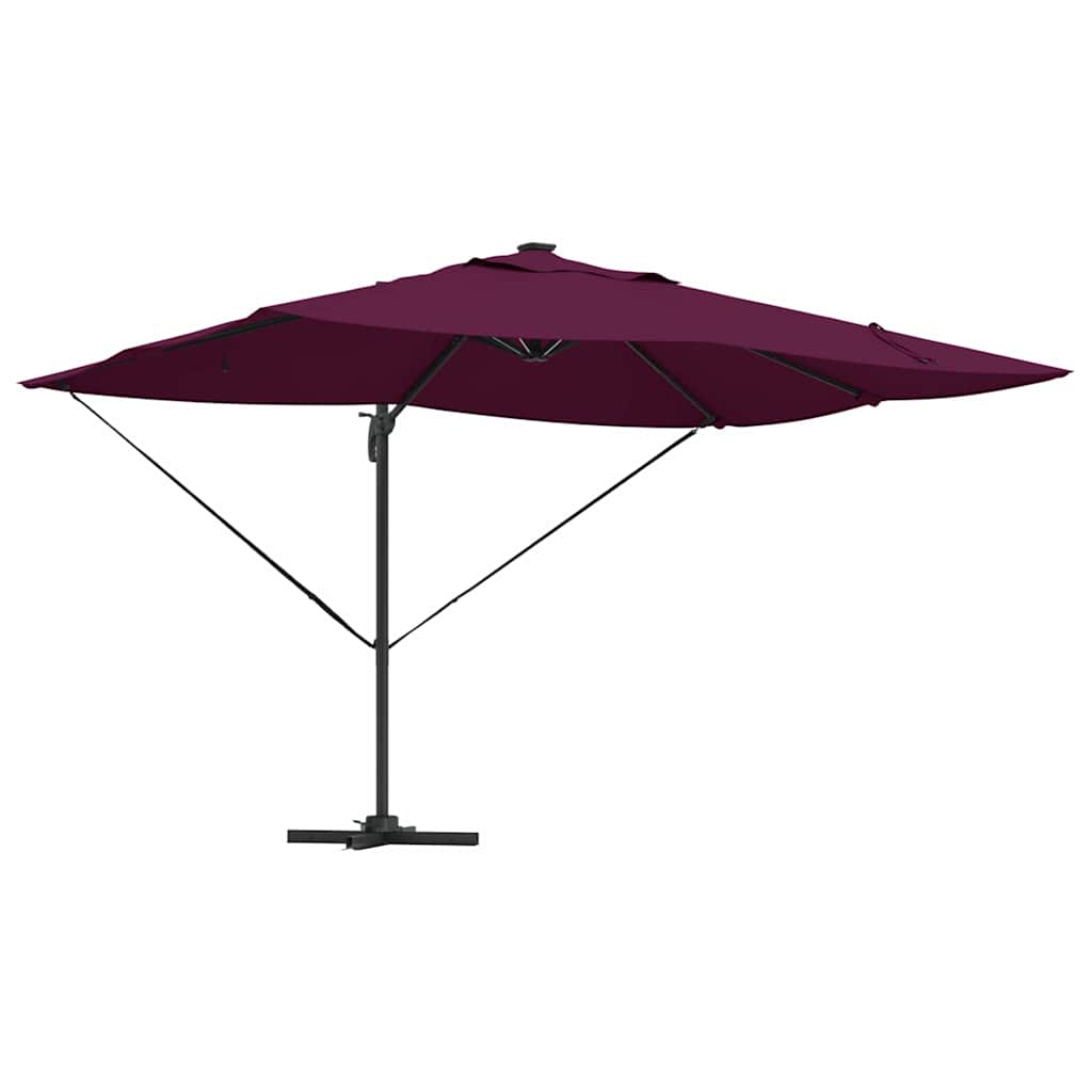 Umbrella with LED Strip Lights Bordeaux Red 352 x 251 x 265 cm