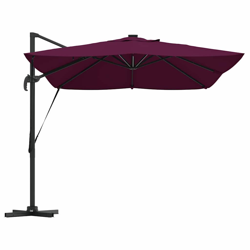 Umbrella with LED Strip Lights Bordeaux Red 352 x 251 x 265 cm