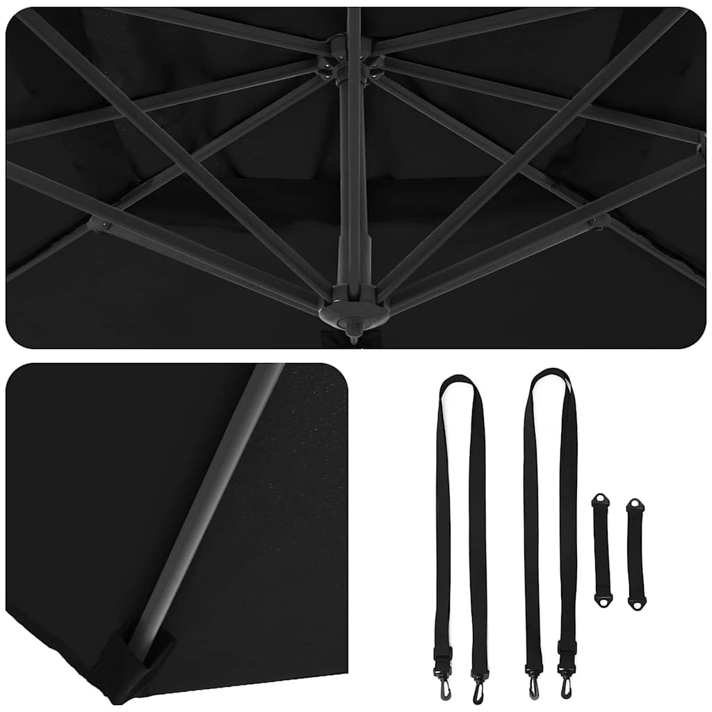 Roma Parasol Black 286 x 284 x 265 cm Aluminium and Polyester