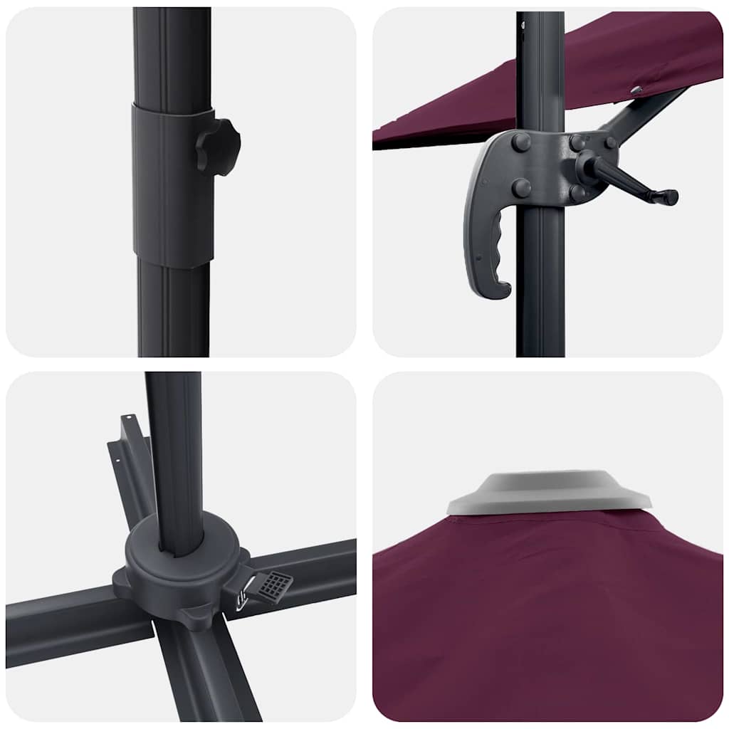 Roma Parasol Red 286 x 284 x 265 cm Aluminium and Polyester
