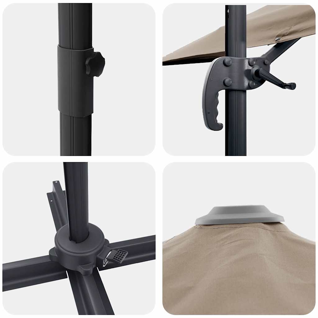 Umbrella Taupe 351 x 250 x 260 cm Polyester and Aluminium