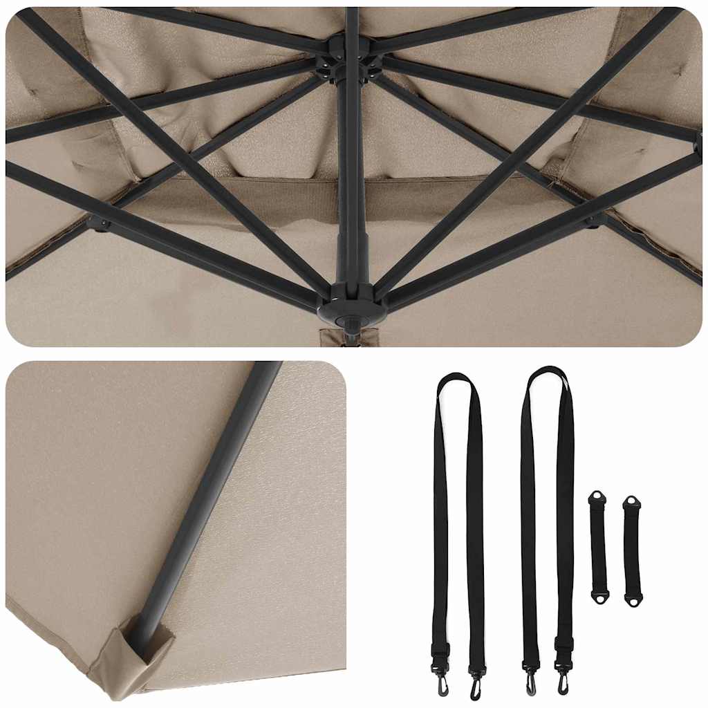 Umbrella Taupe 351 x 250 x 260 cm Polyester and Aluminium