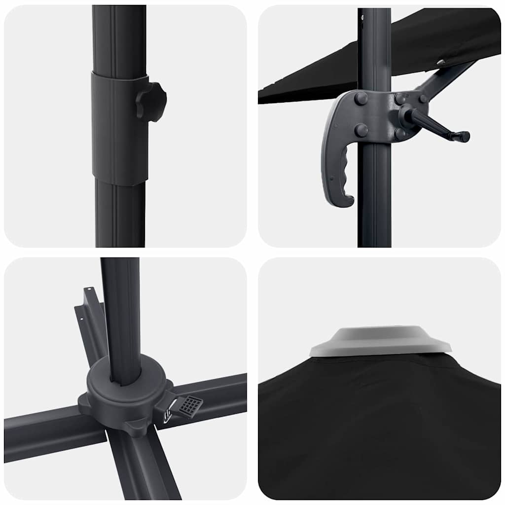 Umbrella Black 351 x 250 x 260 cm Polyester and Aluminium