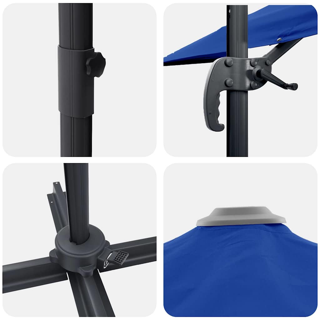 Umbrella 351 x 250 x 260 cm Polyester and Aluminium Azurblau