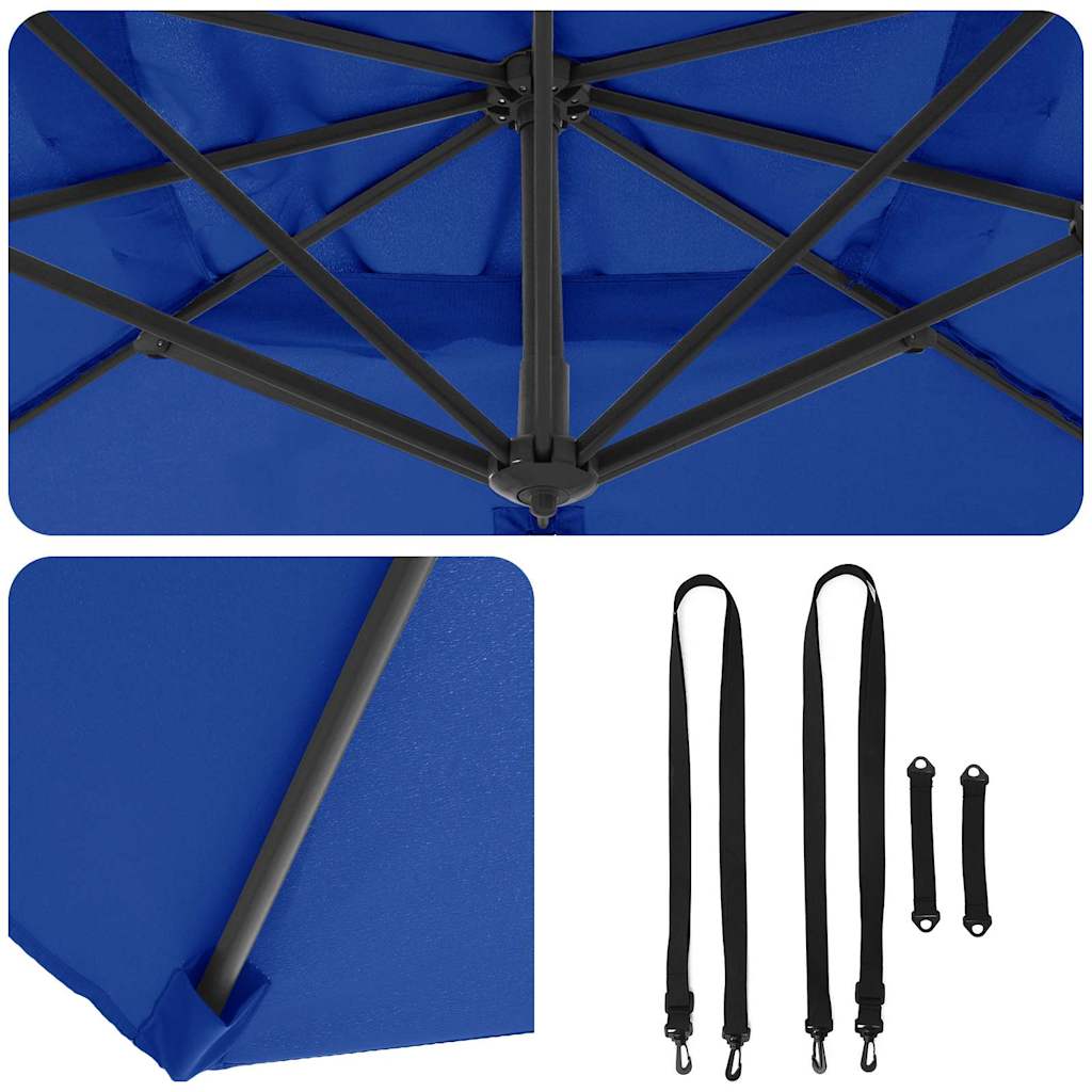 Umbrella 351 x 250 x 260 cm Polyester and Aluminium Azurblau