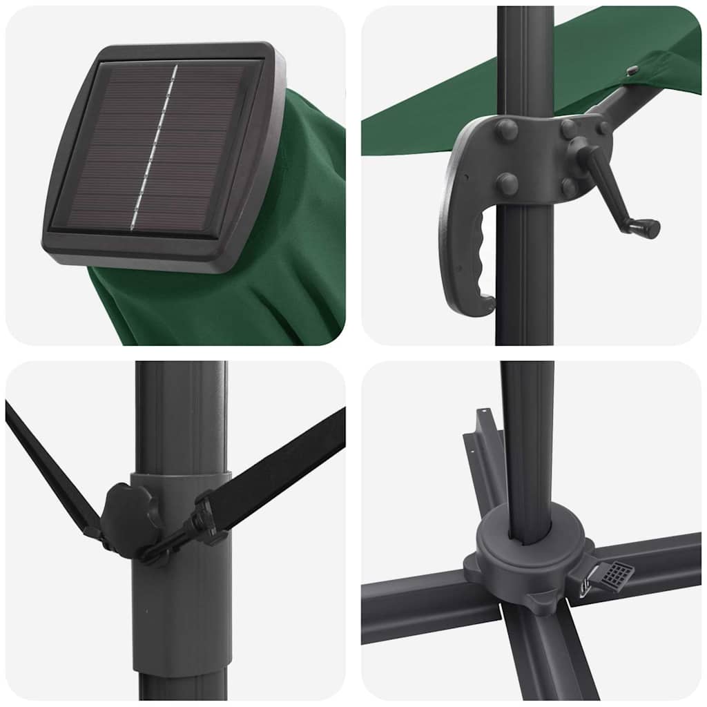 Roma Parasol Green 286 x 284 x 270 cm Aluminium and Polyester
